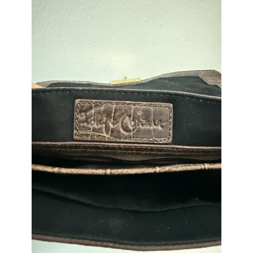 Brown Foley + Corinna Cocodrille Leather Vintage Crossbody Bag - Picture 4 of 9
